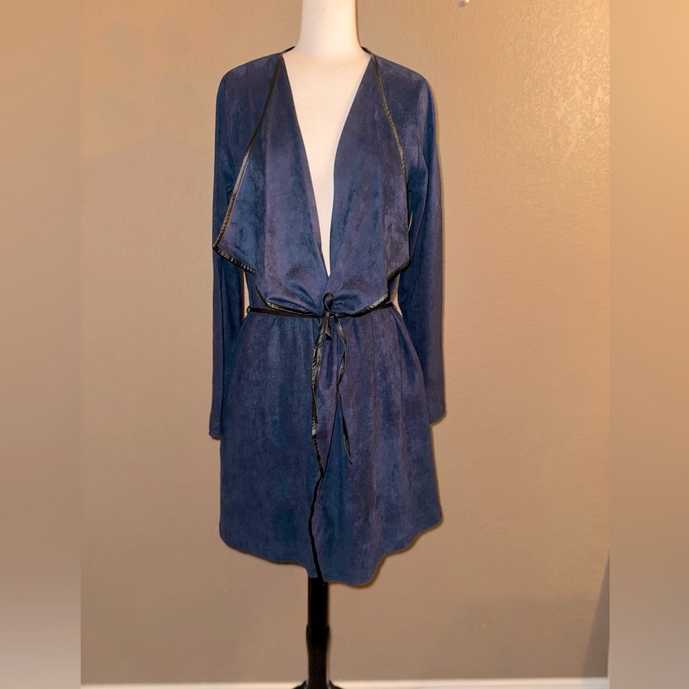 Ella Blu Blue Tie Front Coat/Duster